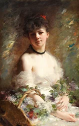 Young Woman with Flower Basket